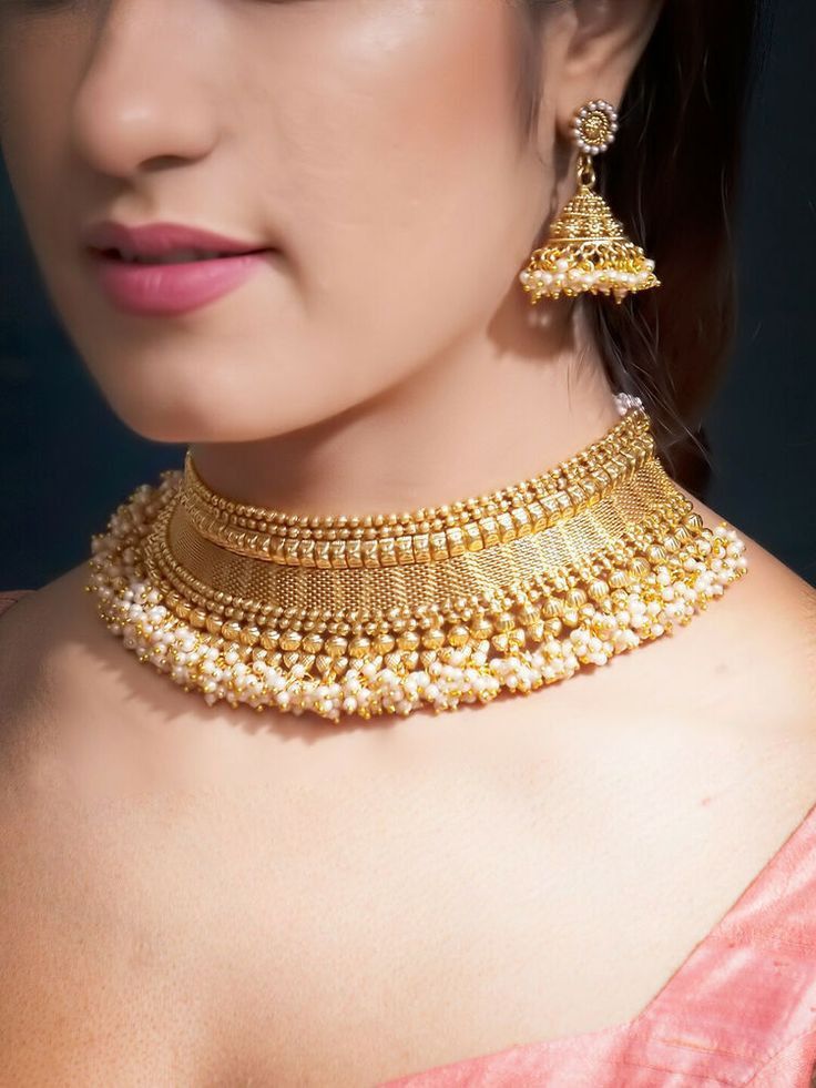 Thushi – Traditional Maharashtrian Gold Beaded Choker Necklace