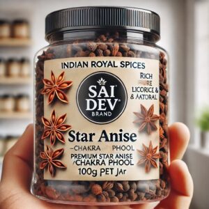 Sai Dev Brand Indian Royal Spices – Premium Star Anise (Chakra Phool) 100g
