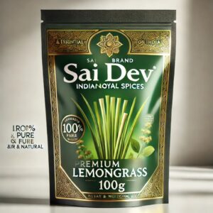 Sai Dev Brand Indian Royal Spices – Premium Lemongrass 100g✅ 100% Pure & Natural Lemongrass – Fresh, Aromatic & Nutrient-Rich ✅ Essential in Thai, Indian, and Asian Cuisine – Enhances Flavor & Aroma ✅ Sourced from India’s Finest Farms – Processed to Global Standards 