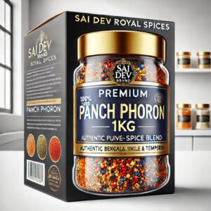 Sai Dev Brand Indian Royal Spices – Premium Panch Phoron 1kg✅ Authentic Bengali Five-Spice Blend – Aromatic & Flavorful
✅ Expertly Blended – A Perfect Balance of Mustard, Cumin, Fennel, Nigella & Fenugreek Seeds
✅ Sourced from India’s Finest Farms – Processed to Global Standards

