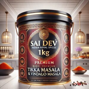 Sai Dev Brand Indian Royal Spices – Premium Tikka Masala & Vindaloo Masala 1kg bucket✅ Authentic Indian Spice Blends – Bold, Spicy & Aromatic
✅ Expertly Formulated for Marinades, Curries & Grilled Dishes
✅ Sourced from India’s Finest Farms – Processed to Global Standards

