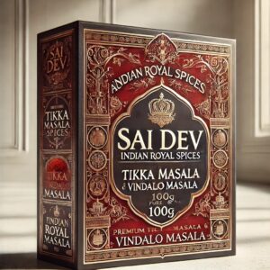 Sai Dev Brand Indian Royal Spices – Premium Tikka Masala & Vindaloo Masala (100g)✅ Authentic Indian Spice Blends – Bold, Spicy & Aromatic
✅ Expertly Formulated for Marinades, Curries & Grilled Dishes
✅ Sourced from India’s Finest Farms – Processed to Global Standards
