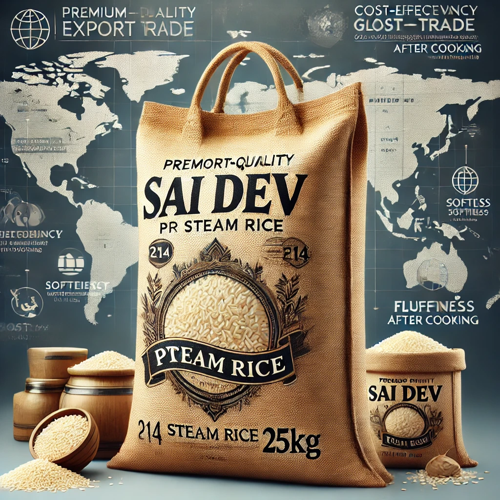 premium export-quality 25kg jute bag of Sai Dev PR14 Steam Rice