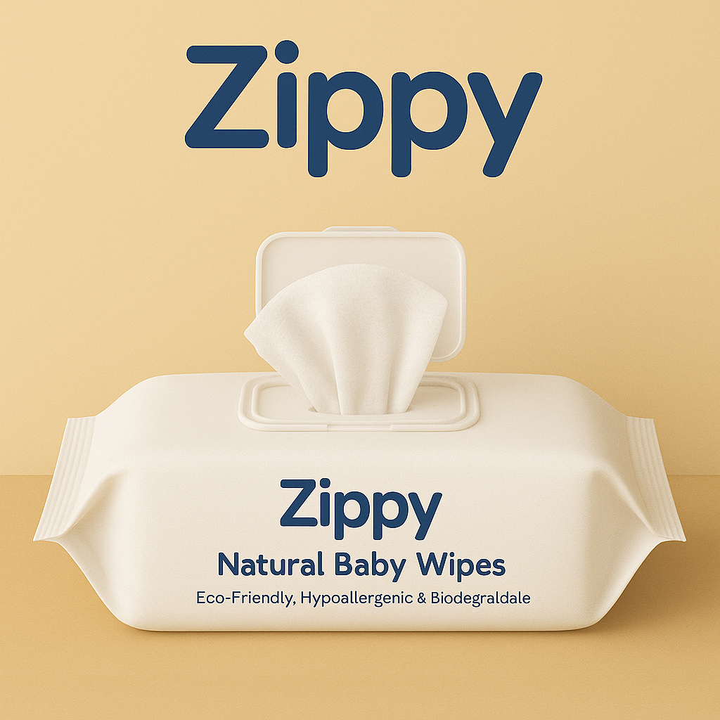Zippy™ Natural Baby Wipes – Biodegradable, Hypoallergenic Wipes with Aloe Vera and Vitamin E, Gentle on Sensitive Baby Skin, Eco-Friendly and Safe for Newborns