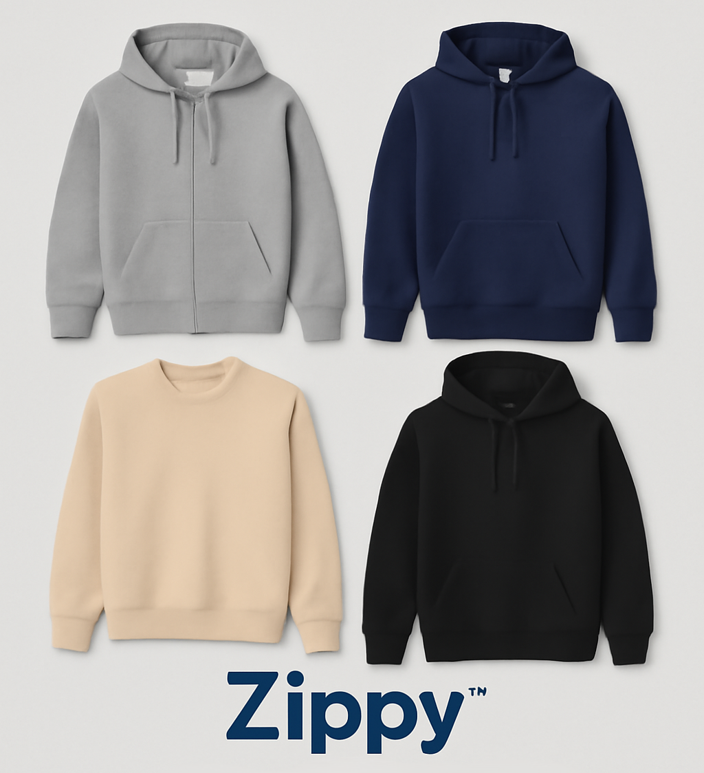 Unisex cotton fleece hoodie in grey – Zippy™ private label apparel