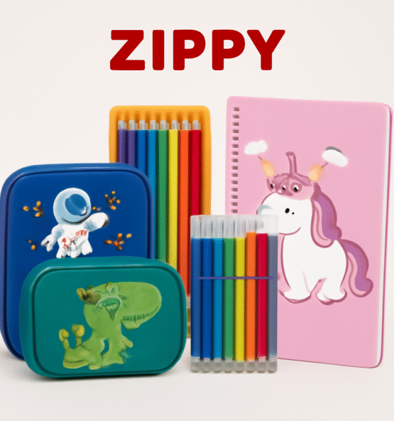 "Zippy Stationery Gift Set with Pencil Case, Color Set, and Notebook – Wholesale and Export Ready"