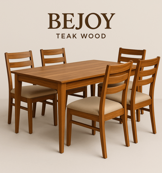 ChatGPT said: "Premium Teak Wood Dining Table and Chairs set, handcrafted for luxury homes, hotels, and resorts, offering durability and elegance."