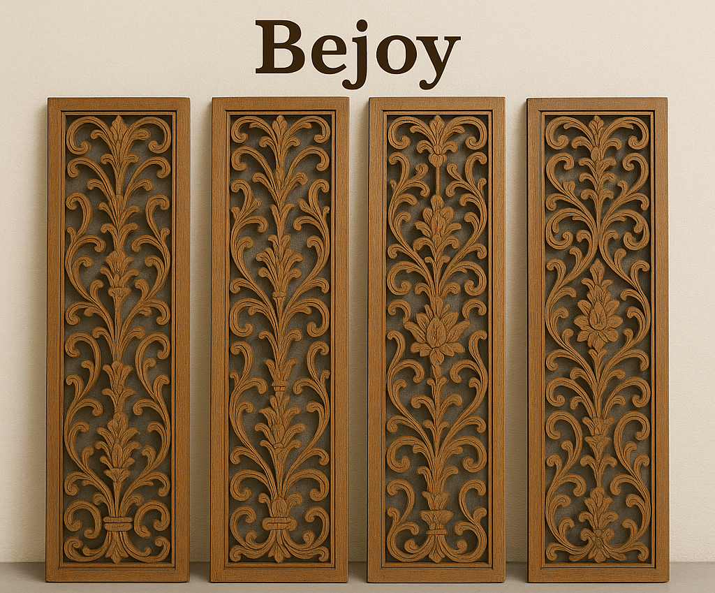 "Handcrafted carved wood partition panels for cafés and hotels"