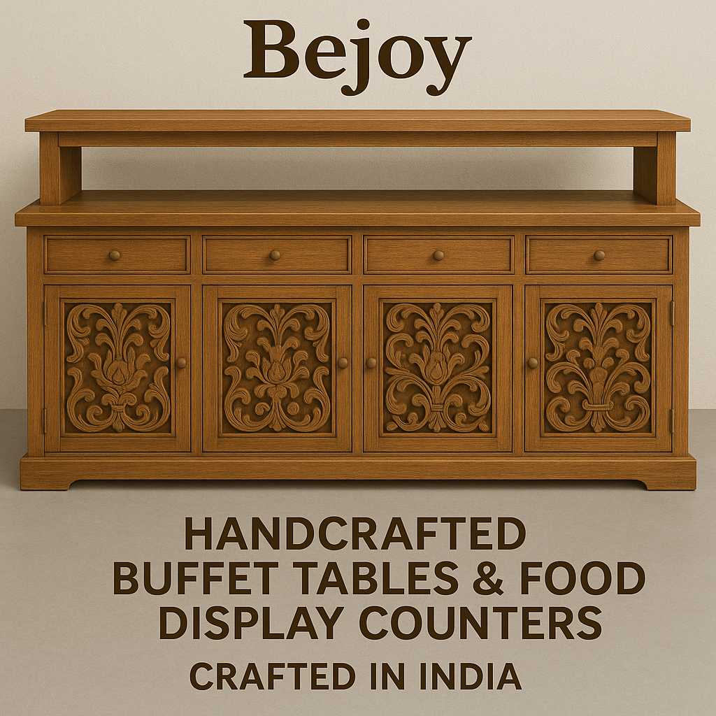 Luxury teak wood buffet counter with storage for hospitality use