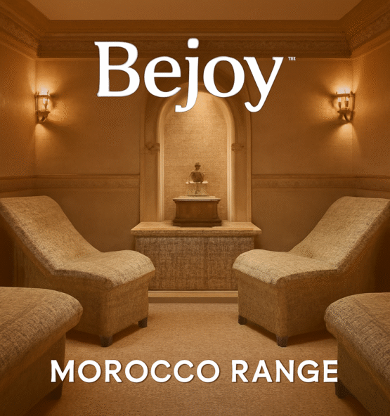 "Handcrafted Moroccan Hammam Spa Lounger made from premium teak wood"