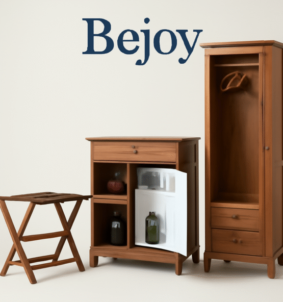 "Foldable wooden luggage stand handcrafted in India – perfect for hotel and resort guest rooms"