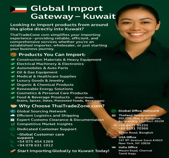 "ThaiTradeZone global import services for Kuwait – B2B sourcing, logistics, and customs support"