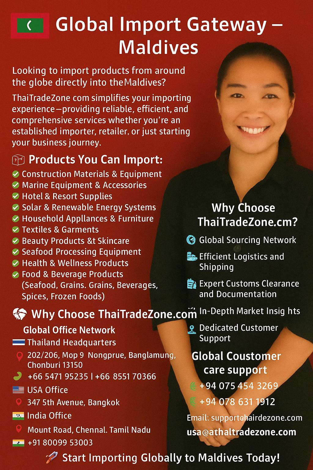 "Importing hotel and resort supplies to Maldives from global suppliers"