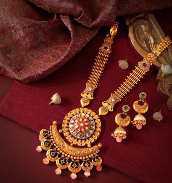 ThaiLaxmi Traditional Gold Necklace – Handcrafted 22K/23K Bridal Haar for Export