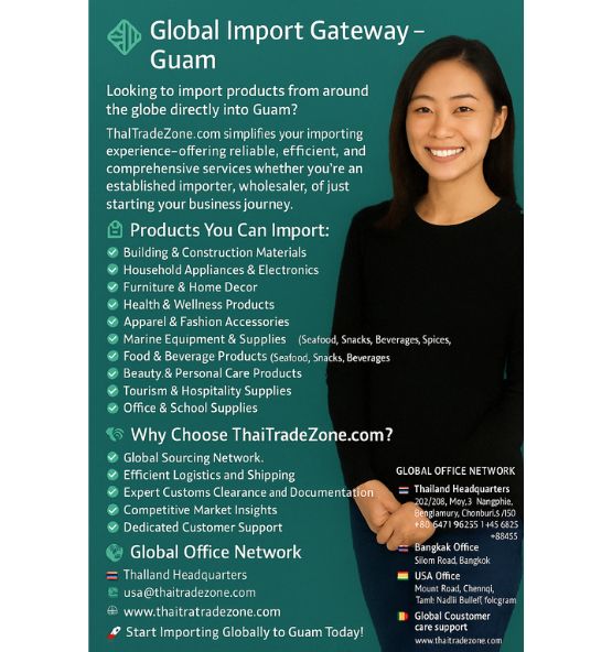 "Cargo ship delivering international products to Guam port"