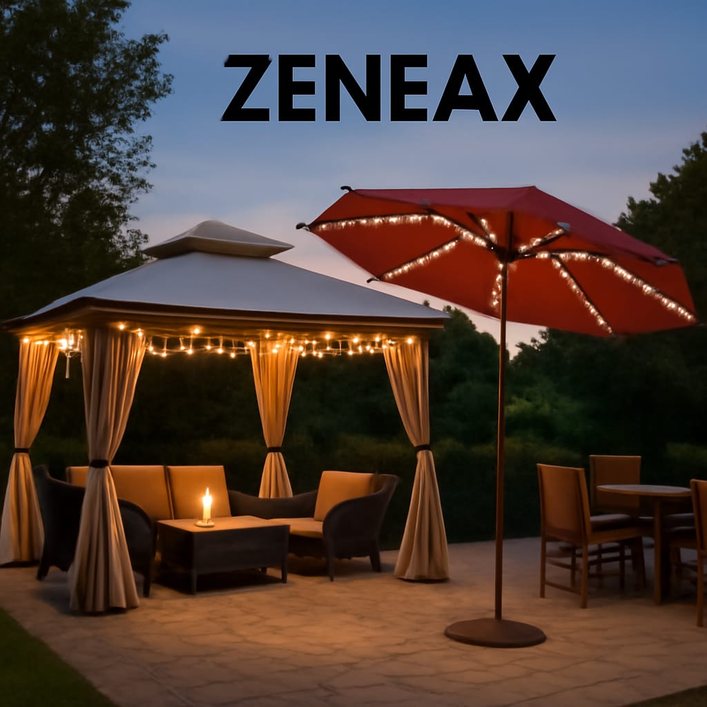 Zeneax Gazebos & Umbrellas with Solar Lights