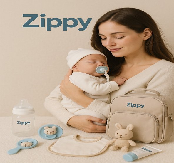 Zippy™ Newborn Baby Essentials full product range including crib, feeding bottles, baby clothing, hygiene products, stroller, and plush toys – wholesale and export-ready