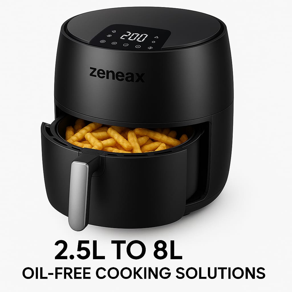 Zeneax™ Air Fryers – 2.5L to 8L Oil-Free Cooking Solutions